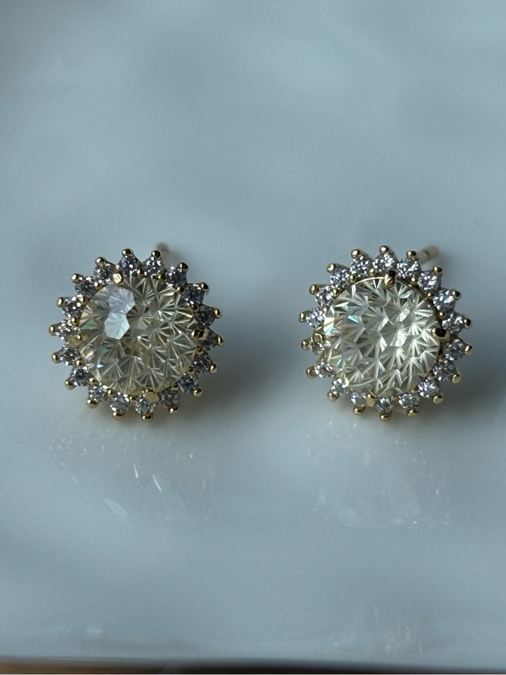 Sterling Silver Crystal Halo Stud Earrings